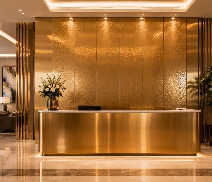 Reception stainless steel sheet application