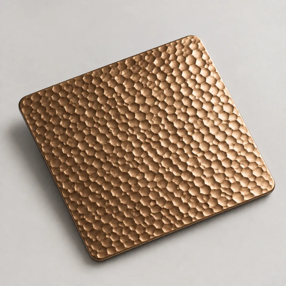 Studio visual of a Bronze Embossed stainless steel sheet