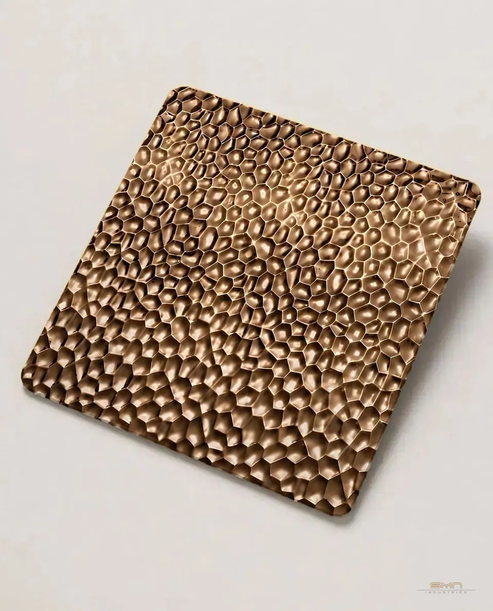 Bronze hammered stainless steel sheet sample (SMN-BEM-02)