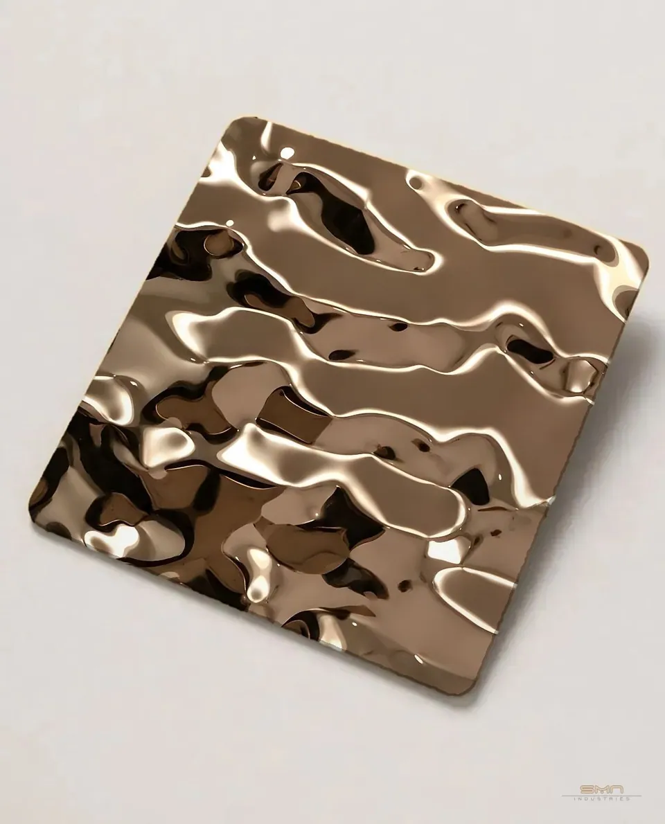 Bronze rippled stainless steel sheet sample (SMN-BE-02)
