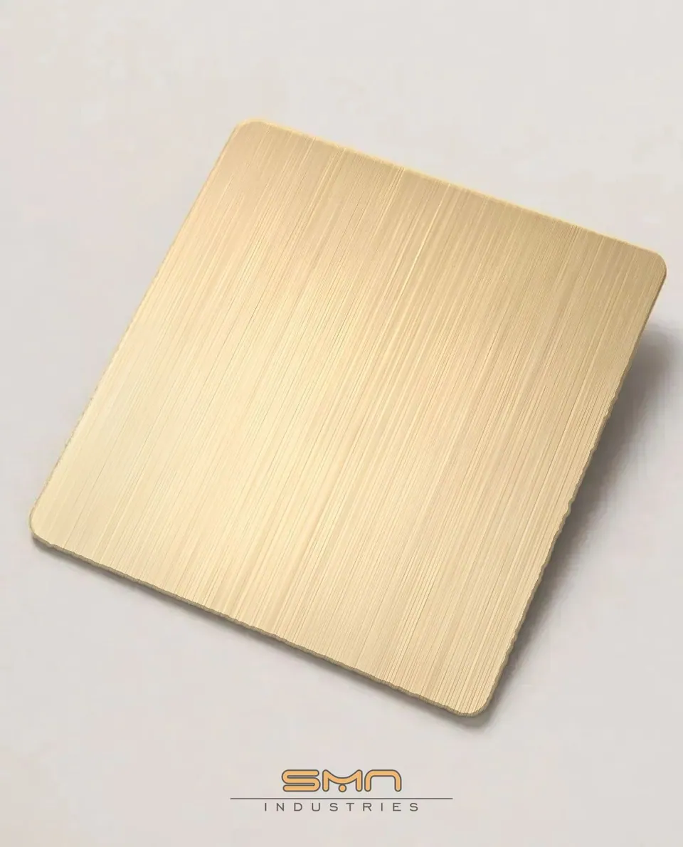 Champagne gold hairline stainless steel sheet sample (SMN-CGH-01)