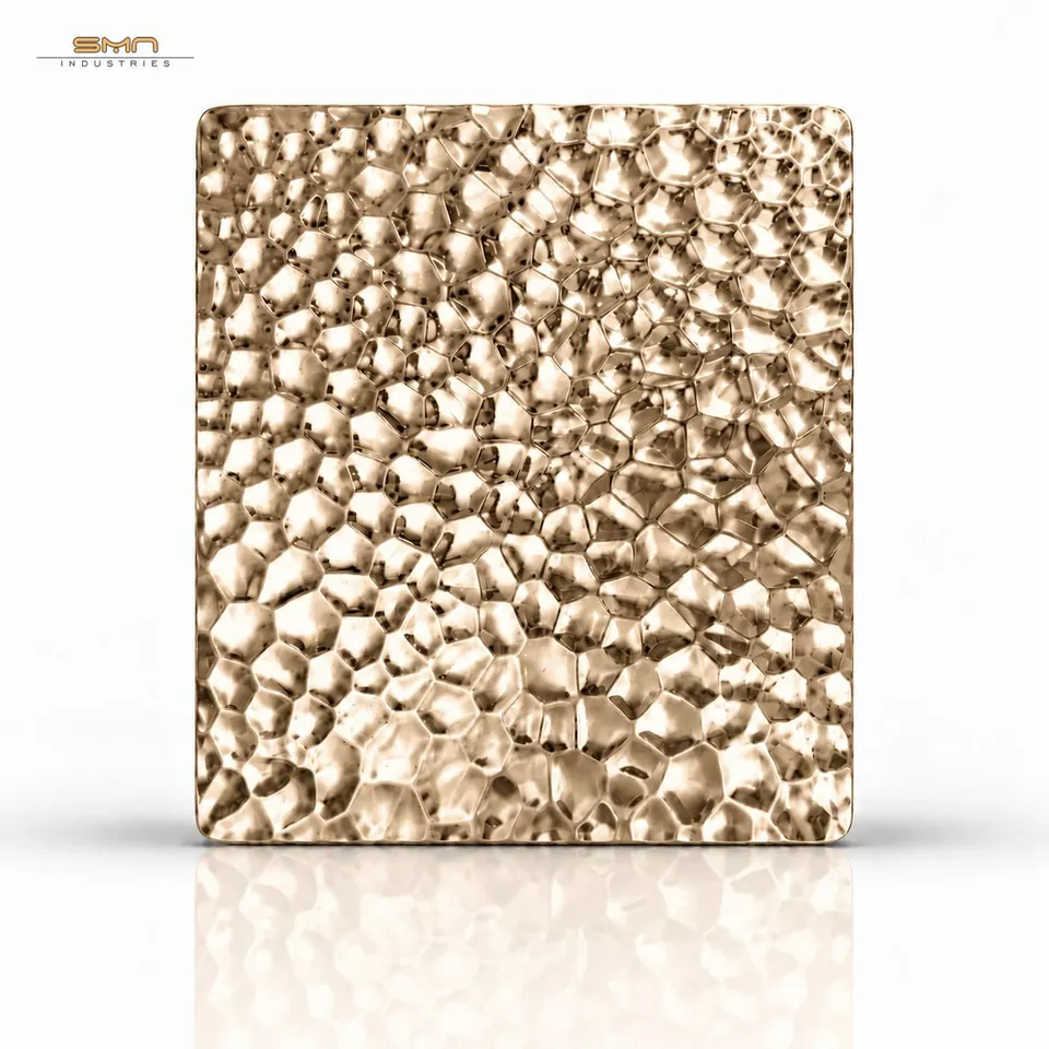 Champagne Gold Hammered stainless steel sheet — SMN Industries