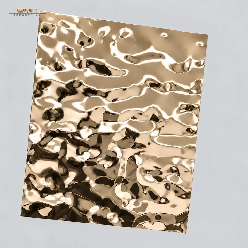 Champagne Gold Rippled stainless steel sheet — SMN Industries