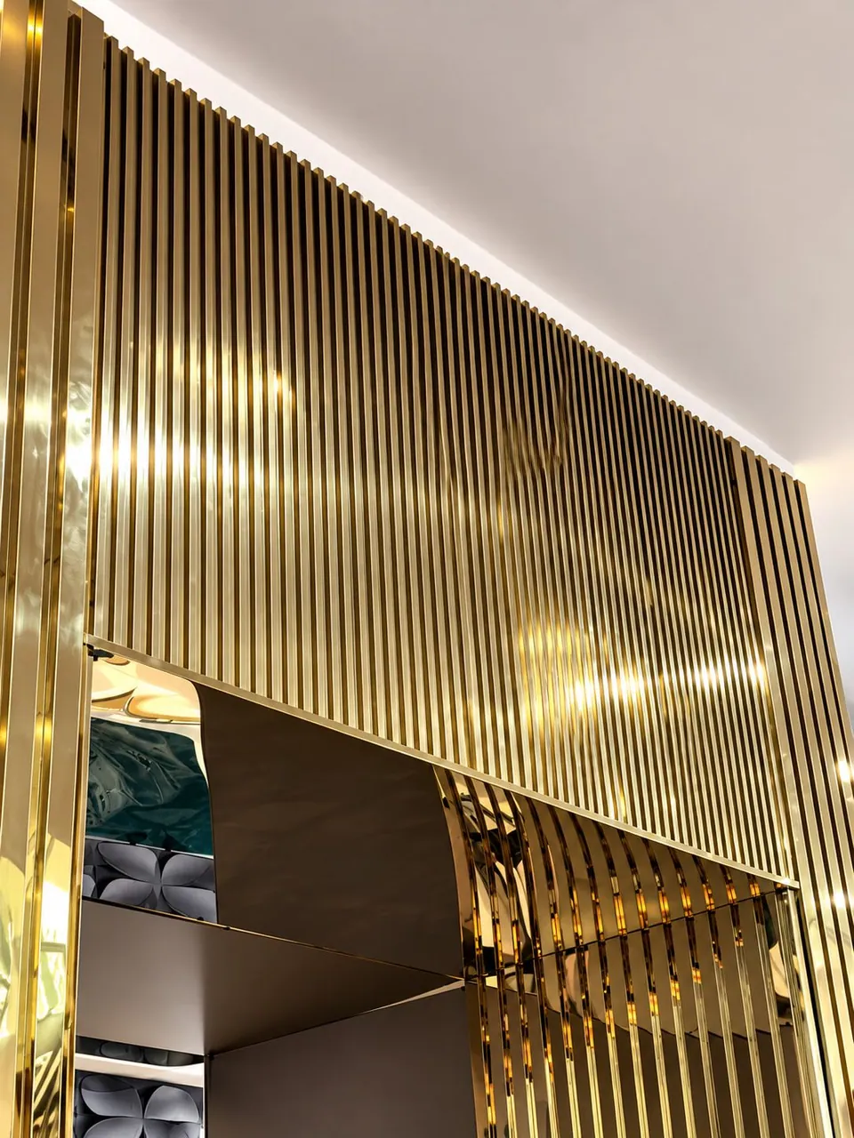 Fluted feature wall, exhibition build