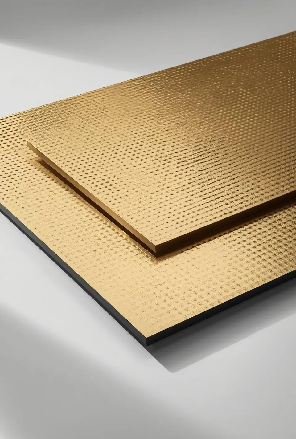 Gold embossed stainless steel sheets with a raised dot texture