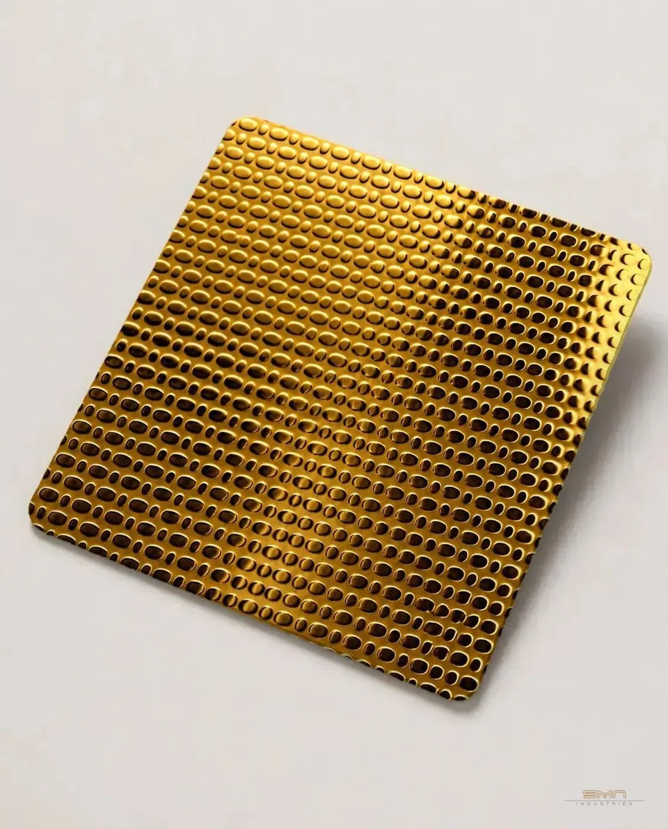 Gold oval dimple embossed stainless steel sheet sample
