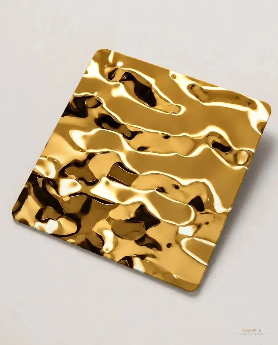 Gold rippled stainless steel sheet sample (SMN-GE-02)