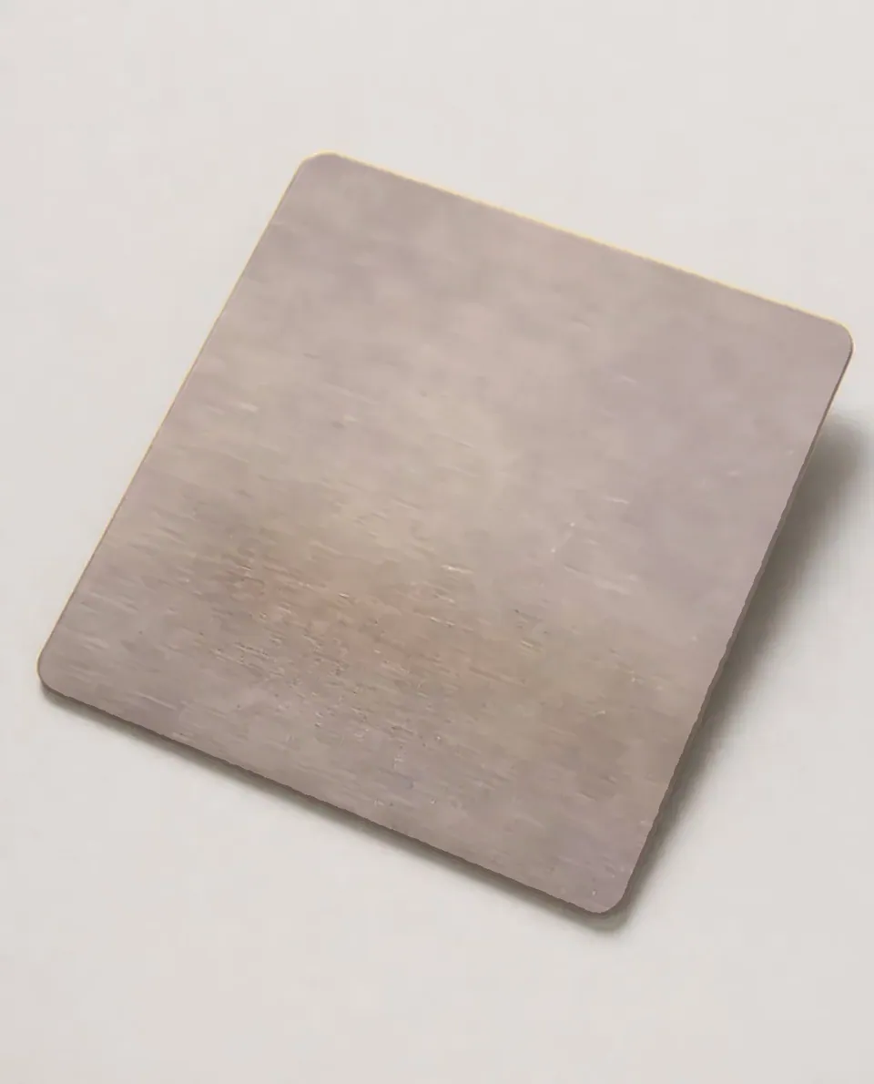 Matte Brushed stainless steel sheet sample (studio swatch from the real sheet photo)