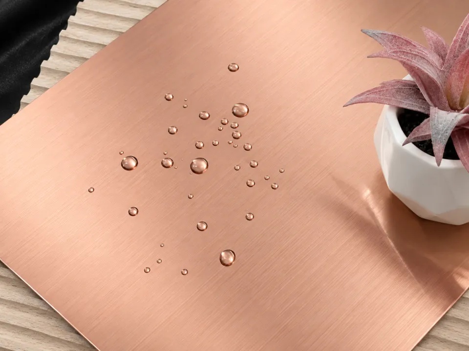 Studio visual of a Rose Gold Hairline stainless steel sheet