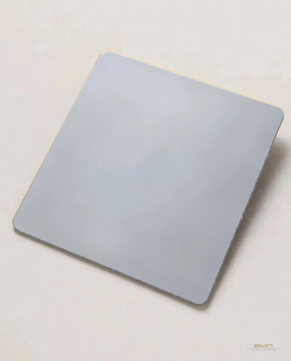 Silver bead blast stainless steel sheet sample (SMN-SBB-01)