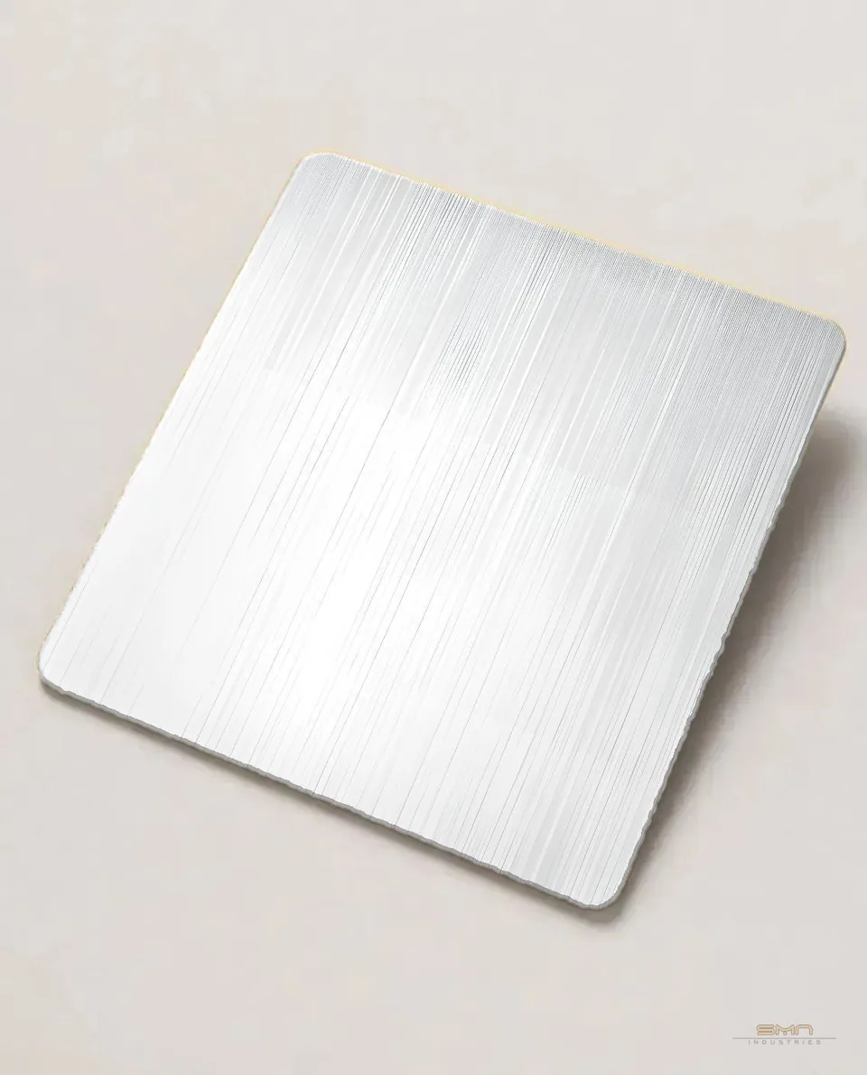 Silver hairline stainless steel sheet sample (SMN-SH-01)