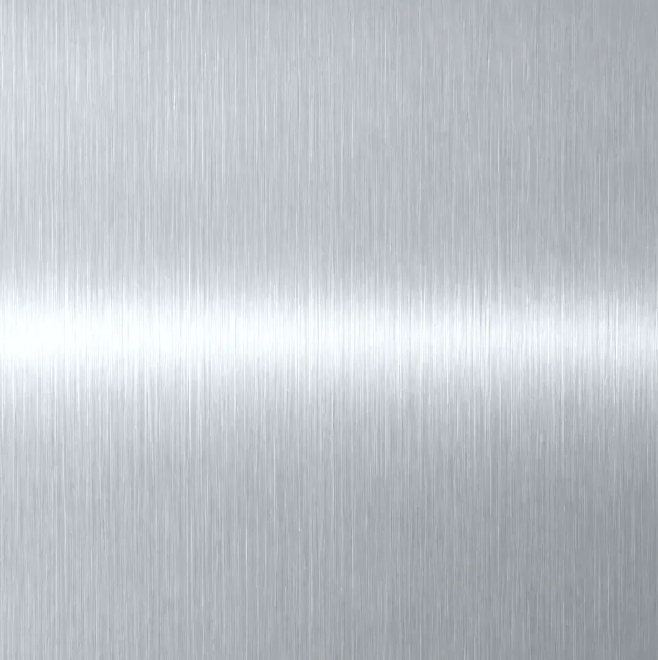 Natural silver No.4 satin (matte) stainless steel sheet sample, second view (studio visual)
