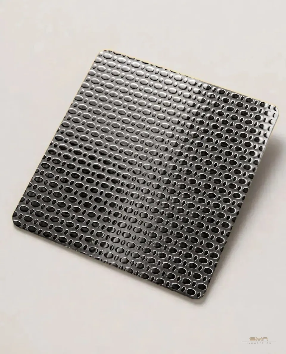 Silver oval dimple embossed stainless steel sheet sample