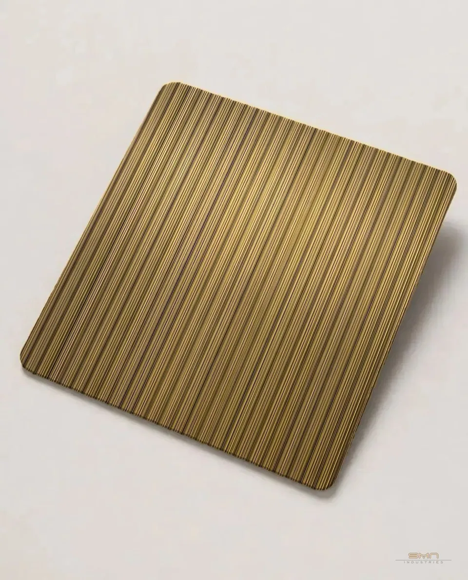 Vertical linear hairline stainless steel sheet sample (SMN-SP-03)
